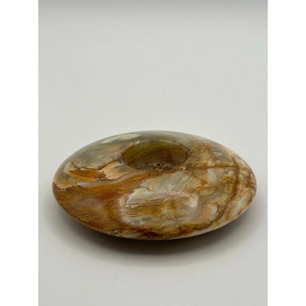 Natural Banded Onyx Votive Candle Holder Polished Stone Tealight Earth Tone